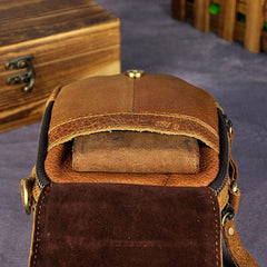 Mens Leather Small Belt Pouch Side Bag Holster Belt Case Waist Pouch for Men