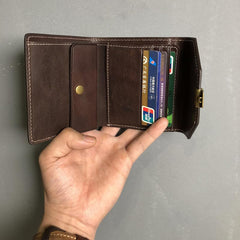 Genuine Leather Coffee Mens Cool Envelope billfold Leather Wallet Men Bifold Black Small Wallets for Men