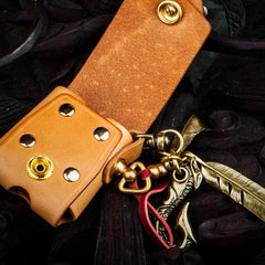 Handmade Leather Mens Leather Cigarette Case Cigarette Boxes Lighter Pocket Tobacco Pouch