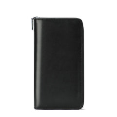 Brown Leather Mens Business Wristlet Wallet Note Book Wallet Bag Zipper Clutch Travel Wallet For Men