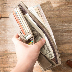 Handmade Black Leather Mens Small Wallet Bifold Card Wallet Front Pocket Wallet billfold Wallet for Men