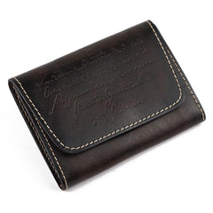 Vintage Brown Leather Men's Small Wallet Black Short Card Wallet For Men