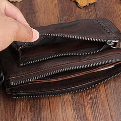 Handmade Mens Cool Long Leather Chain Wallet Cards Biker Trucker Wristlet Wallet - iChainWallets