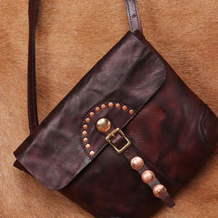 Cool Mens Leather Country Side Bag Small Saddle Messenger bag Shoulder bag For Men