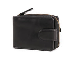 RFID Brown Leather Men's Zipper Small Card Wallet Small Card Holder For Men