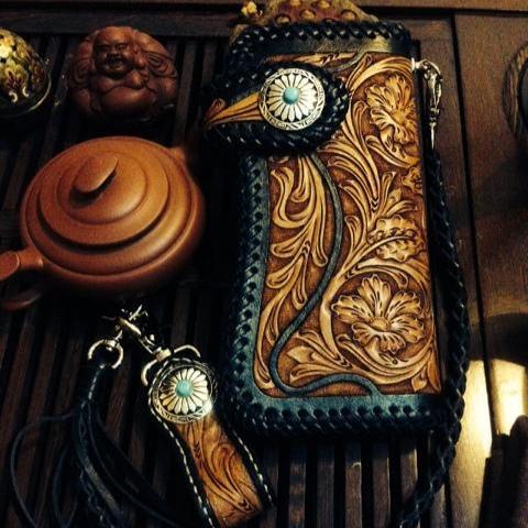  Biker Wallet Best Floral Tooled Leather Wallet Mens Handmade Biker Chain Wallet Wallet with Chain