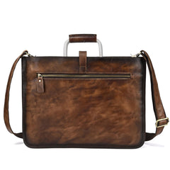 Vintage Brown Leather Men's 12‘’ Laptop Briefcase Handbag Slim Professional Briefcase For Men