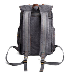 Cool Canvas Leather Womens Mens Large College Backpack 14'' Travel Backpack Computer Backpack for Men