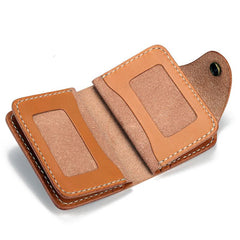 Handmade Leather Mens Cool Tooled Floral Short Wallet Card Holder Card Wallets for Men