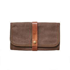 Cool Canvas Large Mens Trifold Clutch Wallet Canvas Long Casual Clutch Purse For Men