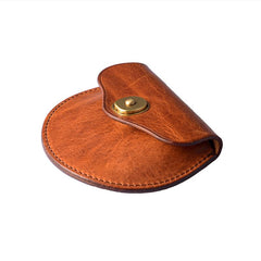 Cool Black Leather Mens Small Coin Wallet Change Wallet Brown Coin Earphones Cases For Men