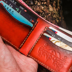 Handmade Leather Tibetan Tooled Mens billfold Wallet Cool Leather Wallet Slim Wallet for Men