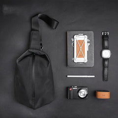 Cool OXFORD CLOTH PVC Men's Sling Bag Black One Shoulder Backpack For Men