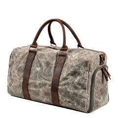 Waxed Canvas Leather Mens Large Travel Weekender Bag Waterproof Duffle bag for Men