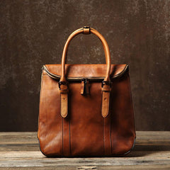 Handmade Leather Mens Vintage Brown Briefcase Work Bag Laptop Bag Business Bag for Men