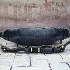 Blue Denim Mens Casual Waist Bag Fanny Pack Blue Jean Hip Bag Bum Bag For Men