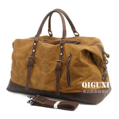 Mens Waxed Large Canvas Weekender Bag Canvas Travel Bag Canvas Overnight Bag for Men