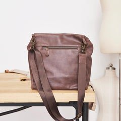 Cool Leather Mens Messenger Bag Square Brown Leather Courier Bags Postman Bags for Men