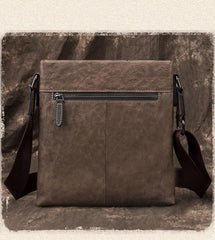 Casual Leather Brown Mens Vertical Side Bag Vertical Messenger Bag Shoulder Bags For Men