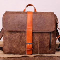 Cool Brown Leather Messenger Bag Handbag Shoulder Bag Backpack For Men