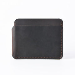 Vintage Brown Leather Men's Front Pocket Wallet Black Slim Card Short Wallet Small Wallet For Men