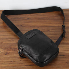 Genuine Leather Mens Cool Chest Bag Sling Bag Crossbody Bag Travel Bag Hiking Bag for men