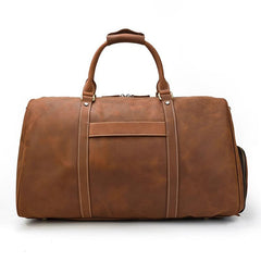 Vintage Brown Leather Men's Overnight Bag Weekender Bag Brown Travel Bag Handbag For Men