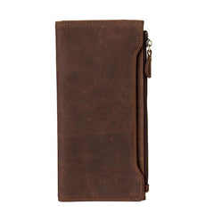 Brown Cool Mens long Wallet Wristlet Bag Clutch Bag Bifold Long Wallet Hand Bags for Men