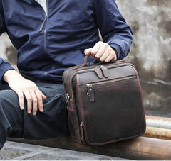 Black Coffee Fashion Leather Mens Vintage Small Handbag Shoulder Bags Side Bag For Men