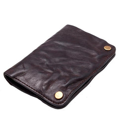 Cool Coffee Leather Mens Vertical Bifold Small Wallet Front Pocket Bifold billfold Wallet For Men