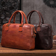 Cool Leather Mens Briefcase 14inch Laptop Bags Work Handbag Business Bag for Men