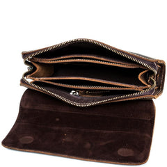 Khaki Cool Mens long Wallet Wristlet Wallets Clutch Wallet Dark Brown Long allets for MenW