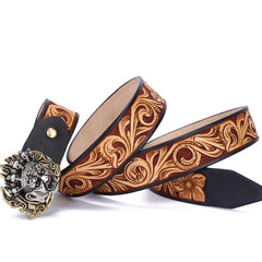 Handmade Genuine Custom Tooled Floral Cool Leather Mens Leather Men Belt for Men