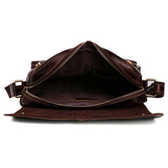 Cool Dark Brown Vintage Leather Small Side Bag Messenger Bag Shoulder Bags For Men