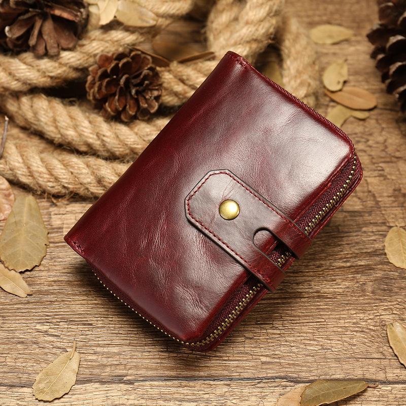 Cool Brown Leather Men's Black billfold Small Wallet Black Bifold Wallet For Men