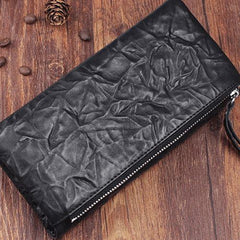 Handmade Leather Mens Cool Long Leather Wallet Bifold Clutch Wallet for Men - iChainWallets