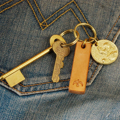Handmade Brass Keyring With Leather Charm KeyChain Animal Leather Keyring Car Key Chain for Men