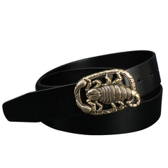 Handmade Mens Brass Scorpion Leather Belts Handmade Black Leather Belt for Men