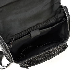 Black Crocodile Pattern Leather Men's 14 inches Computer Backpack Black Travel Backpack College Backpack For Men