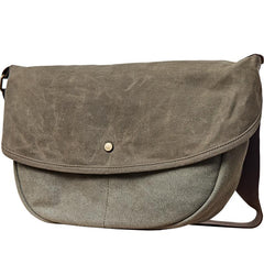 Canvas Mens Small Side Bags Green Canvas Saddle Messenger Bags Canvas Courier Bag for Men
