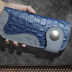 Handmade Leather Biker Wallet Mens Cool Chain Wallet Long Wallet Trucker Wallet with Chain