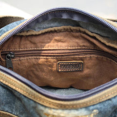 Blue Denim Mens Casual Waist Bag Fanny Packs Blue Jean Hip Bag Bum Bags For Men