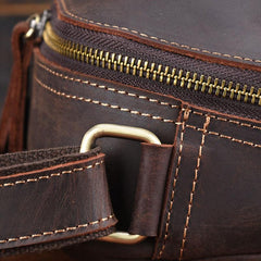 Cool Dark Brown Leather Mens Tablet Messenger Bag Small Side Bag Courier Bag For Men