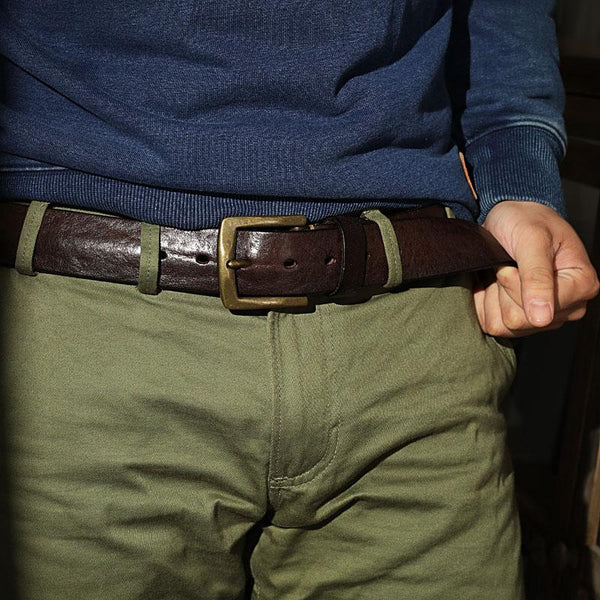 Cool Distressed Coffee Leather Vintage Leather Belt Mens Khaki Leather Mens Belt  Brown Belt for Men