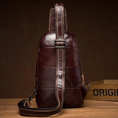 Brown Leather Mens Cool Sling Bags Yellow Brown Crossbody Packs Chest Bag for menest Bag for men