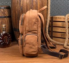 Brown Casual Leather Mens 13 inches Travel Backpacks Computer Backpack for Men