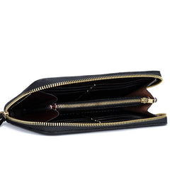 Handmade Leather Carp Mens Tooled Long Chain Zipper Biker Wallet Cool Leather Wallet Long Phone Wallets for Men