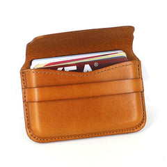 Brown Leather Mens Card Wallet Front Pocket Wallets Cool Small Change Wallet for Men