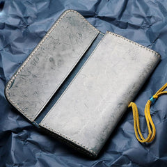 Handmade Leather Mens Clutch Wallet Cool Wallet Long Wallets for Men Women