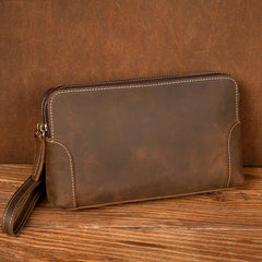 Cool Brown Mens long Wallet Wristlet Bag Clutch Wallet Envelope Wallet for Men